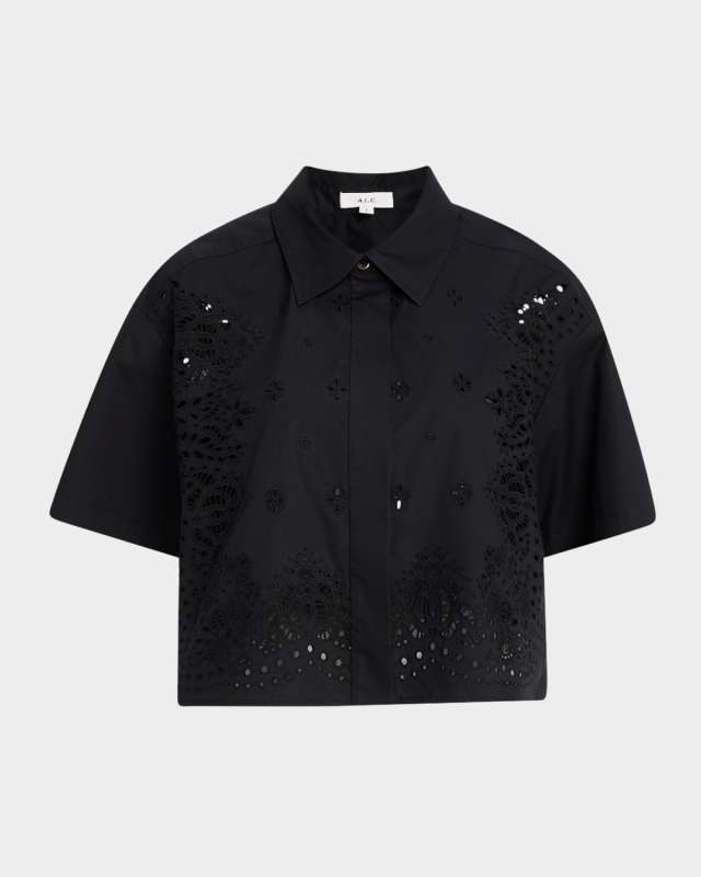 Jade Short-Sleeve Eyelet Top
